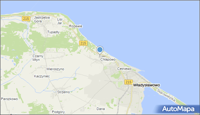 mapa Chłapowo, Chłapowo gmina Władysławowo na mapie Targeo