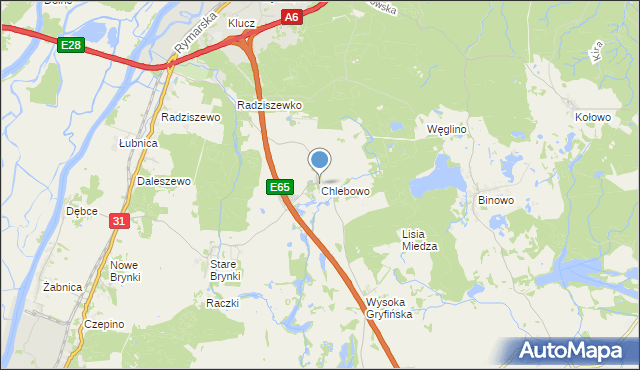 mapa Chlebowo, Chlebowo gmina Gryfino na mapie Targeo