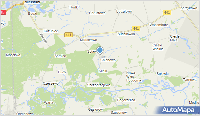 mapa Chlebowo, Chlebowo gmina Miłosław na mapie Targeo