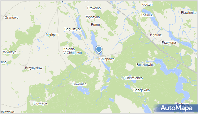 mapa Chłopowo, Chłopowo gmina Krzęcin na mapie Targeo