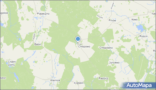 mapa Chłopowo, Chłopowo gmina Myślibórz na mapie Targeo