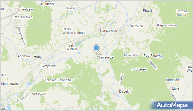 mapa Chmielarze, Chmielarze gmina Kłomnice na mapie Targeo