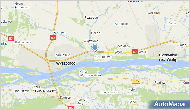 mapa Chmielewo, Chmielewo gmina Wyszogród na mapie Targeo