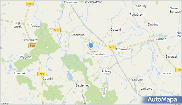 mapa Chmielnik, Chmielnik gmina Korsze na mapie Targeo