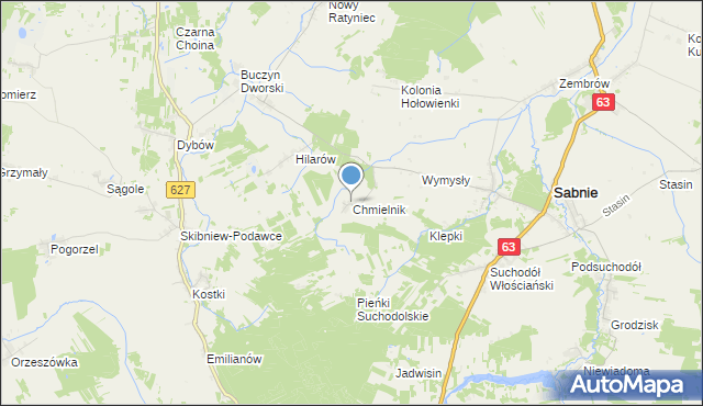 mapa Chmielnik, Chmielnik gmina Sabnie na mapie Targeo