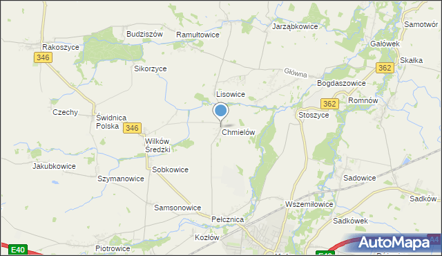 mapa Chmielów, Chmielów gmina Kostomłoty na mapie Targeo