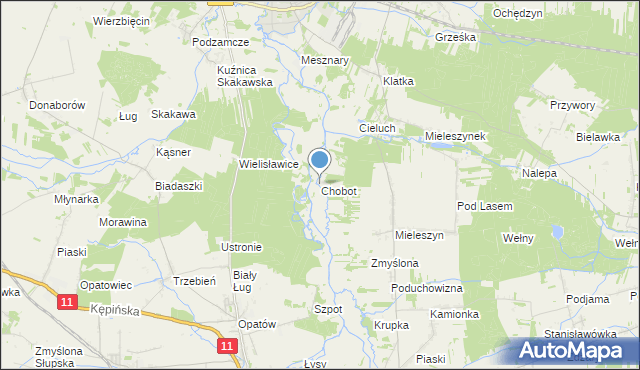 mapa Chobot, Chobot gmina Bolesławiec na mapie Targeo