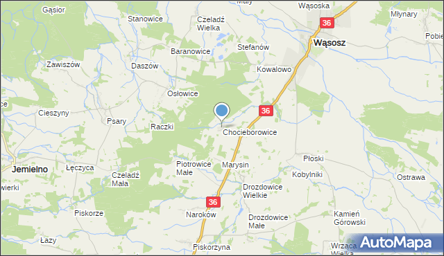 mapa Chocieborowice, Chocieborowice na mapie Targeo