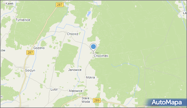 mapa Chocimek, Chocimek na mapie Targeo