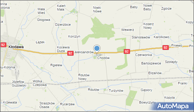 mapa Chodów, Chodów powiat kolski na mapie Targeo