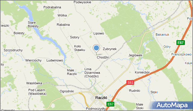 mapa Chodźki, Chodźki na mapie Targeo