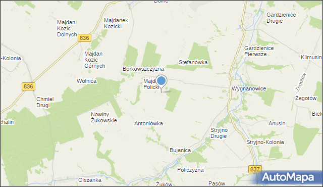 mapa Choiny, Choiny gmina Rybczewice na mapie Targeo