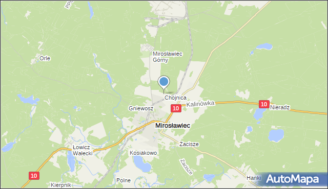 mapa Chojnica, Chojnica gmina Mirosławiec na mapie Targeo