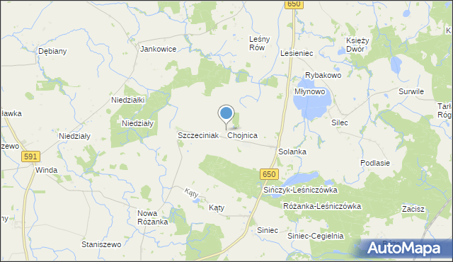 mapa Chojnica, Chojnica gmina Srokowo na mapie Targeo