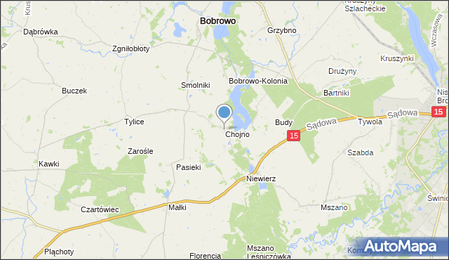 mapa Chojno, Chojno gmina Bobrowo na mapie Targeo