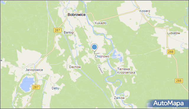 mapa Chojnowo, Chojnowo gmina Bobrowice na mapie Targeo