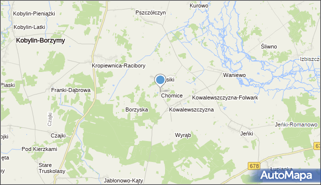 mapa Chomice, Chomice gmina Sokoły na mapie Targeo