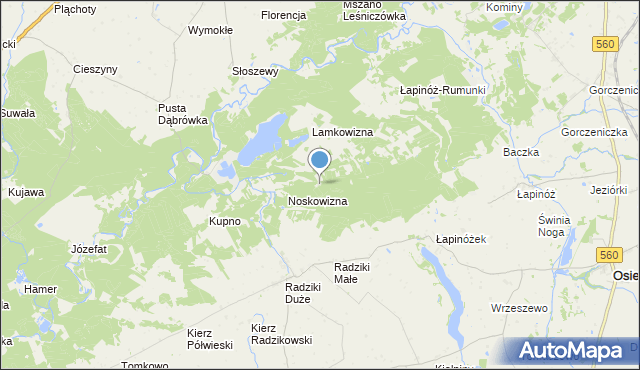 mapa Chorab, Chorab gmina Wąpielsk na mapie Targeo