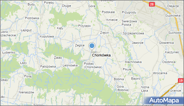 mapa Chorkówka, Chorkówka na mapie Targeo