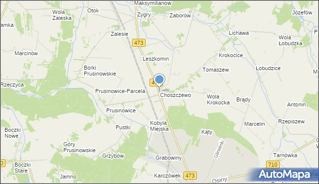 mapa Choszczewo, Choszczewo gmina Szadek na mapie Targeo