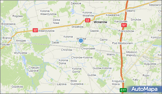 mapa Chronówek, Chronówek na mapie Targeo