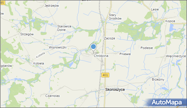 mapa Chróścina, Chróścina gmina Skoroszyce na mapie Targeo