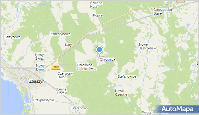 mapa Chrośnica, Chrośnica gmina Zbąszyń na mapie Targeo