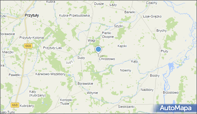 mapa Chrostowo, Chrostowo gmina Jedwabne na mapie Targeo