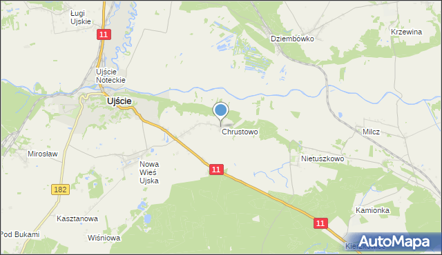 mapa Chrustowo, Chrustowo gmina Ujście na mapie Targeo