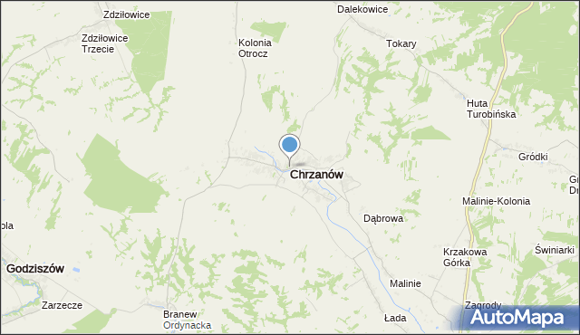 mapa Chrzanów, Chrzanów powiat janowski na mapie Targeo