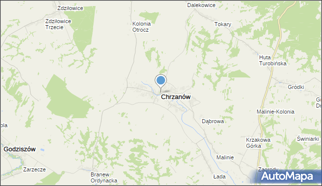 mapa Chrzanów, Chrzanów powiat janowski na mapie Targeo