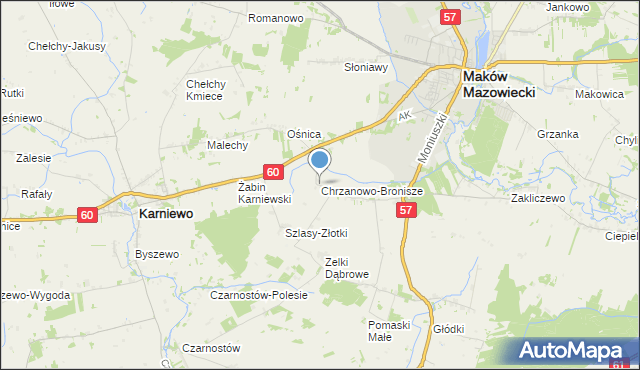 mapa Chrzanowo-Bronisze, Chrzanowo-Bronisze na mapie Targeo