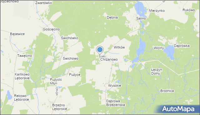 mapa Chrzanowo, Chrzanowo gmina Łęczyce na mapie Targeo