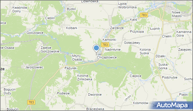 mapa Chrząstowice, Chrząstowice gmina Wolbrom na mapie Targeo