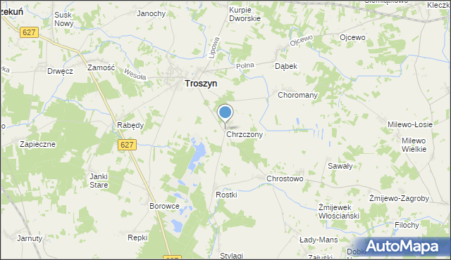 mapa Chrzczony, Chrzczony gmina Troszyn na mapie Targeo