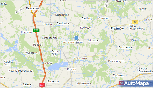 mapa Chudowola, Chudowola gmina Grójec na mapie Targeo