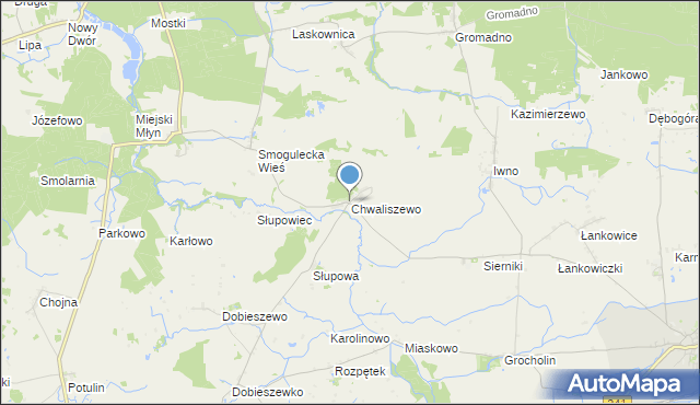 mapa Chwaliszewo, Chwaliszewo gmina Kcynia na mapie Targeo