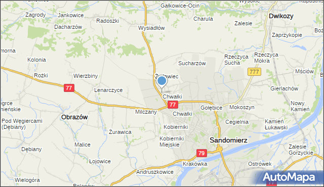 mapa Chwałki, Chwałki gmina Obrazów na mapie Targeo