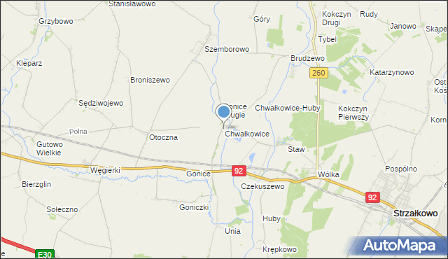 mapa Chwałkowice, Chwałkowice gmina Strzałkowo na mapie Targeo
