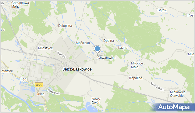 mapa Chwałowice, Chwałowice gmina Jelcz-Laskowice na mapie Targeo