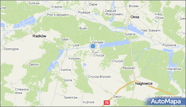 mapa Chycza, Chycza na mapie Targeo