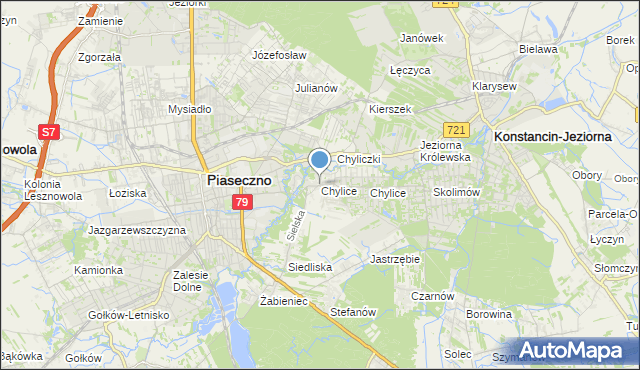 mapa Chylice, Chylice gmina Piaseczno na mapie Targeo