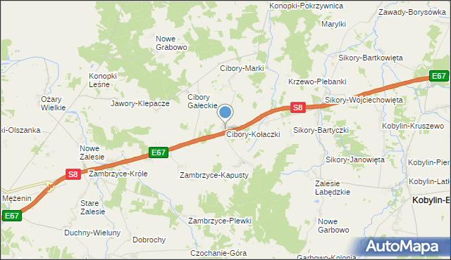 mapa Cibory-Kołaczki, Cibory-Kołaczki na mapie Targeo