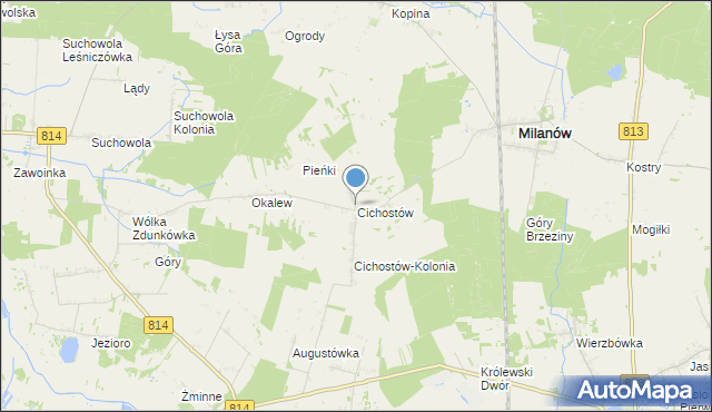 mapa Cichostów, Cichostów na mapie Targeo