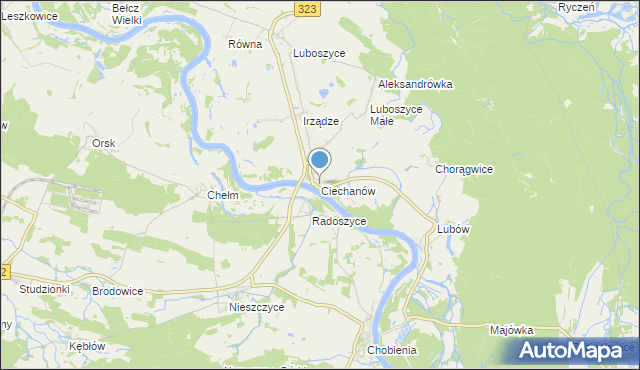 mapa Ciechanów, Ciechanów gmina Jemielno na mapie Targeo