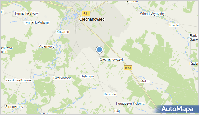 mapa Ciechanowczyk, Ciechanowczyk na mapie Targeo