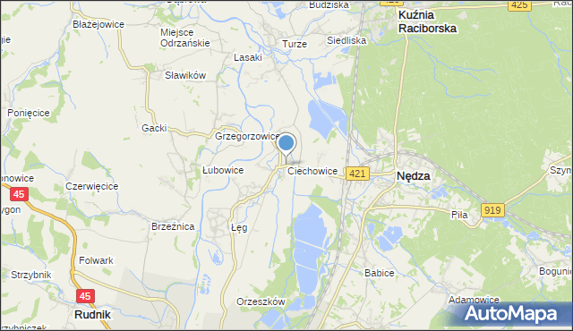 mapa Ciechowice, Ciechowice na mapie Targeo