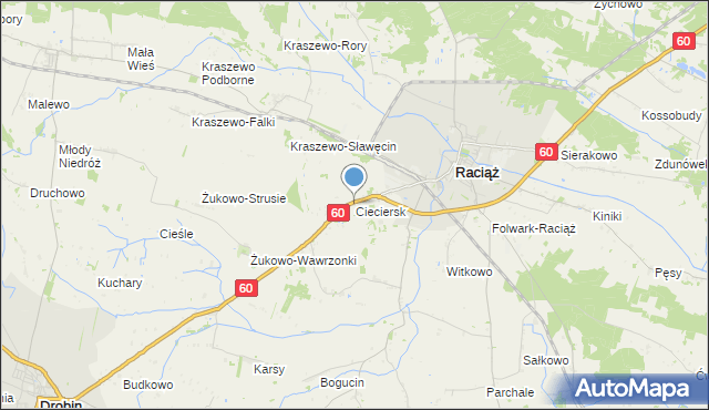 mapa Cieciersk, Cieciersk na mapie Targeo