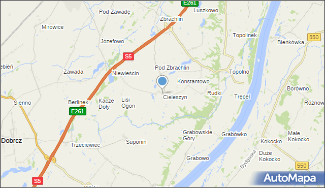 mapa Cieleszyn, Cieleszyn na mapie Targeo