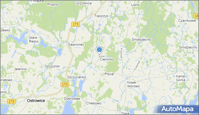 mapa Cieminko, Cieminko na mapie Targeo